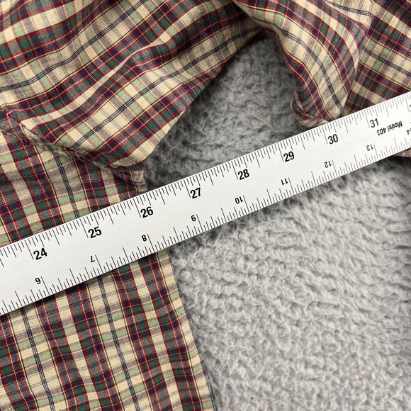 Wrangler PBR Shirt Men's Extra Large Beige Green Red Check Rodeo Western Cotton - Picture 6 of 11